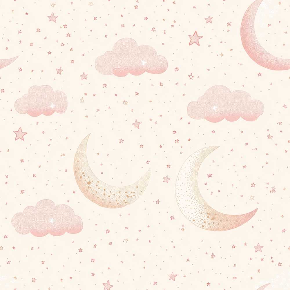 Pink Moon Clouds Stars Dreamy Night Sky Soft Pastel