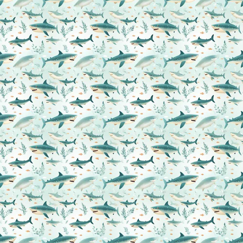 Cute Blue Shark Underwater Light Ocean Background Marine Theme