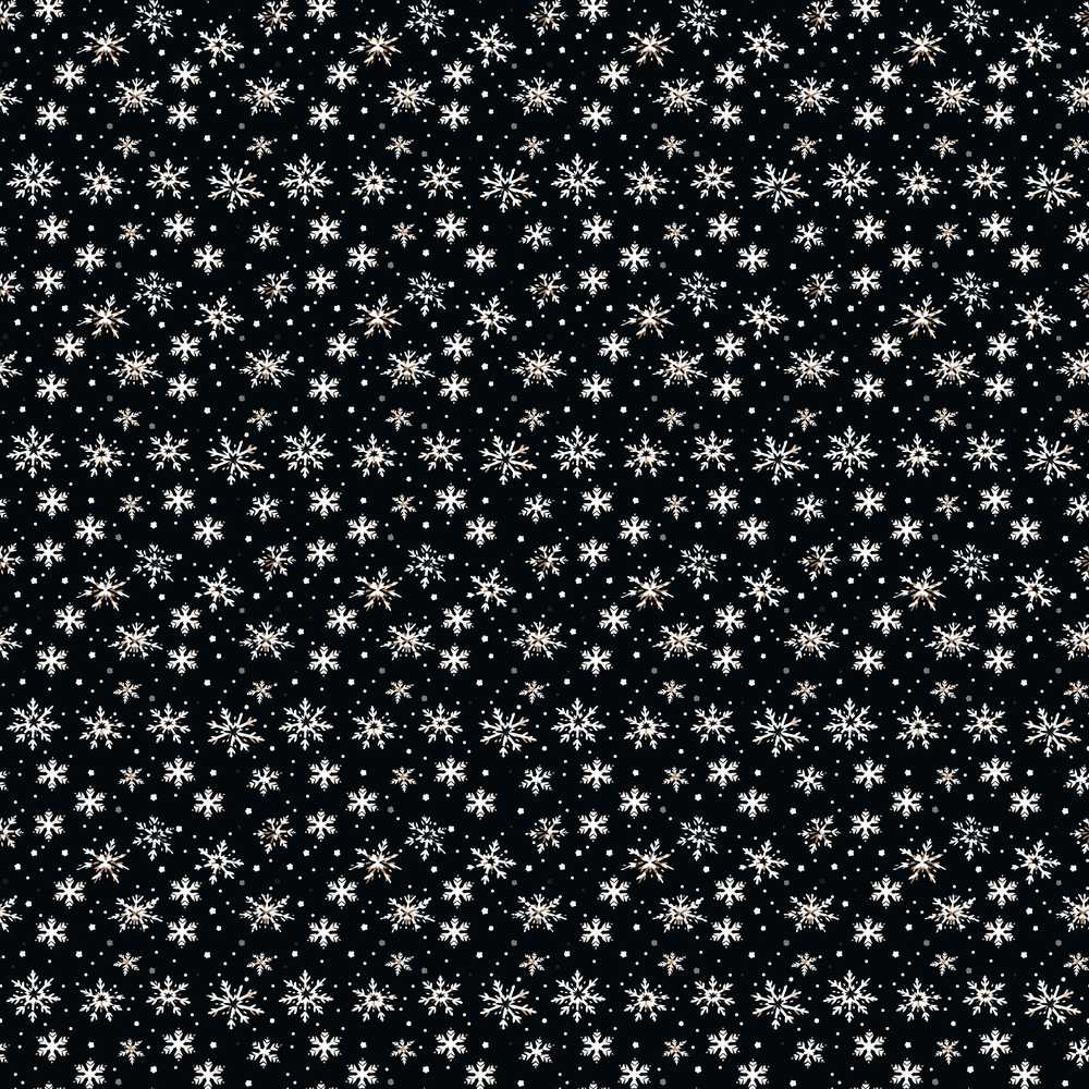 Minimal White Snowflake Black Background Winter Night Festive