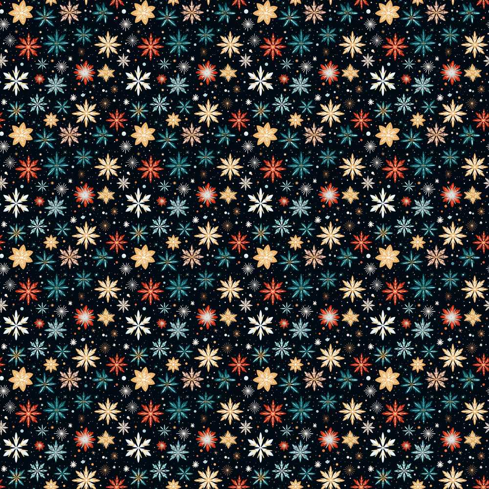 Colorful Starburst Snowflake Dark Festive Night Background Holiday