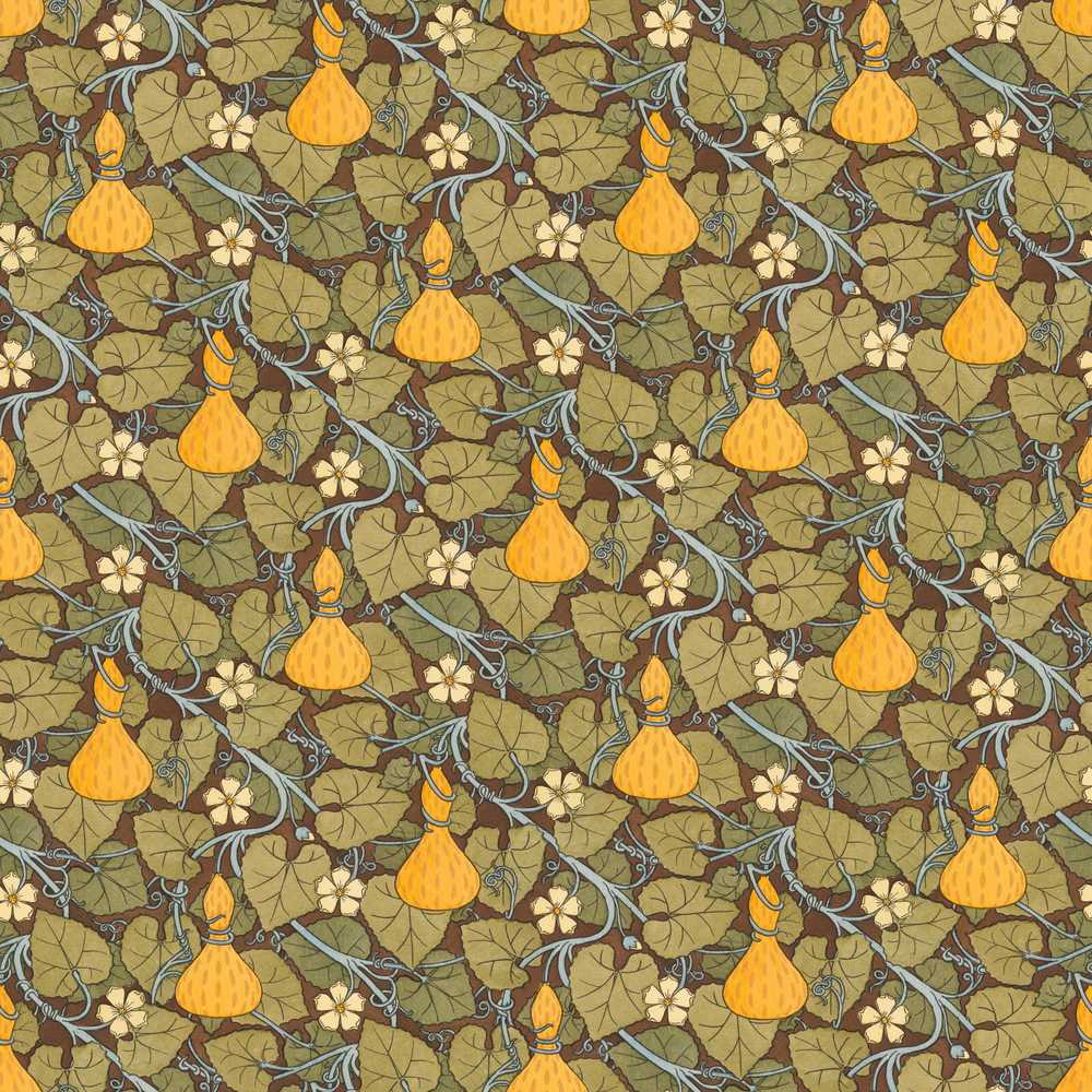 Autumn Gourd Vine Floral Rustic Harvest Nature Wildflower Pattern