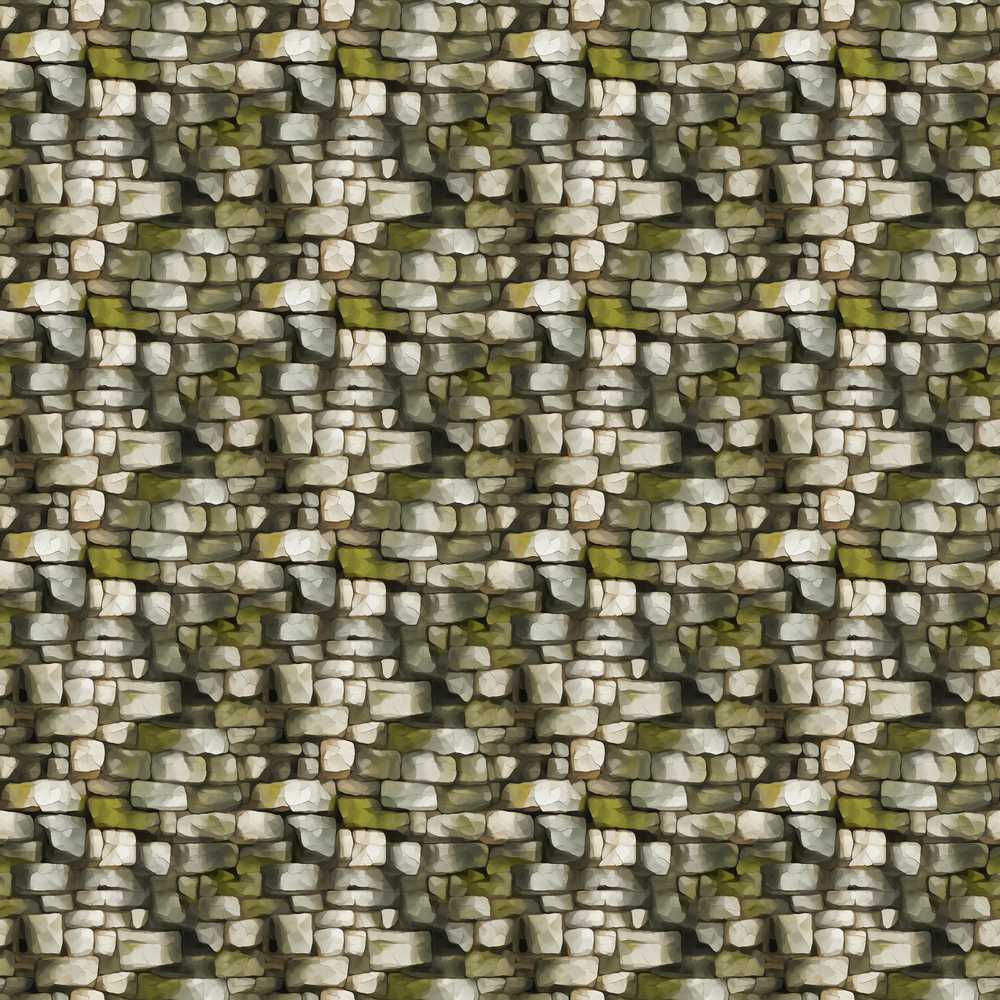 Mossy Stone Wall Rustic Natural Rock Texture Art