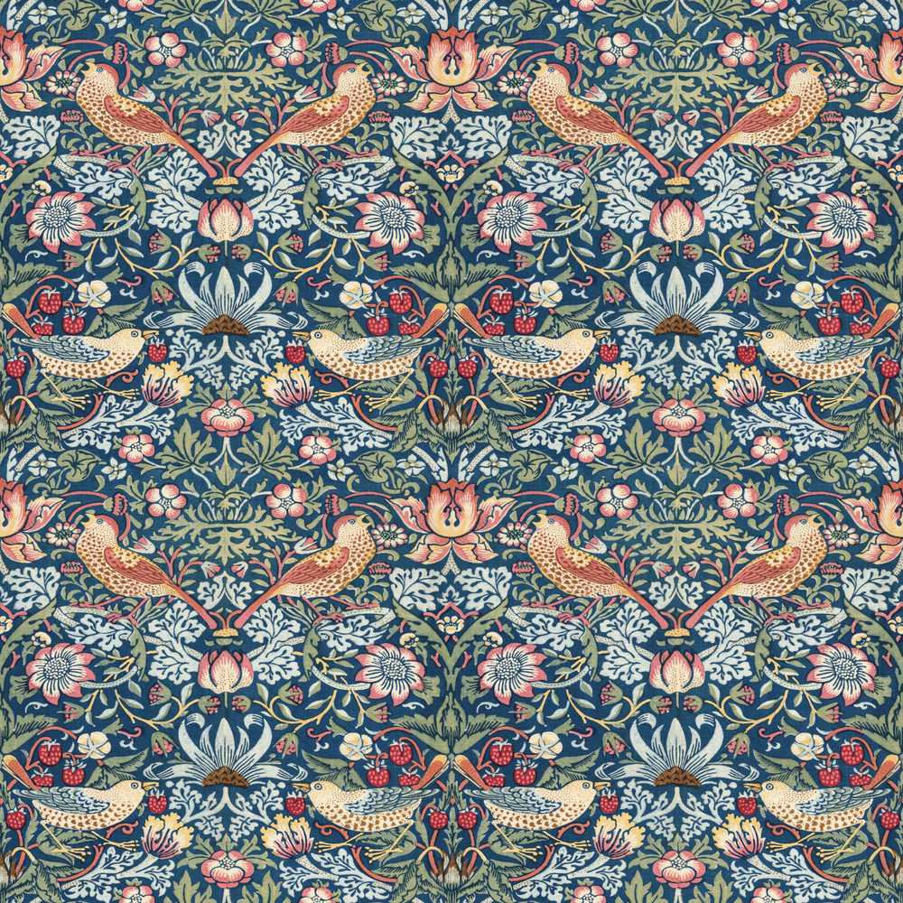 Vintage Floral Birds Strawberry Classic Garden Wildflower Pattern Botanical
