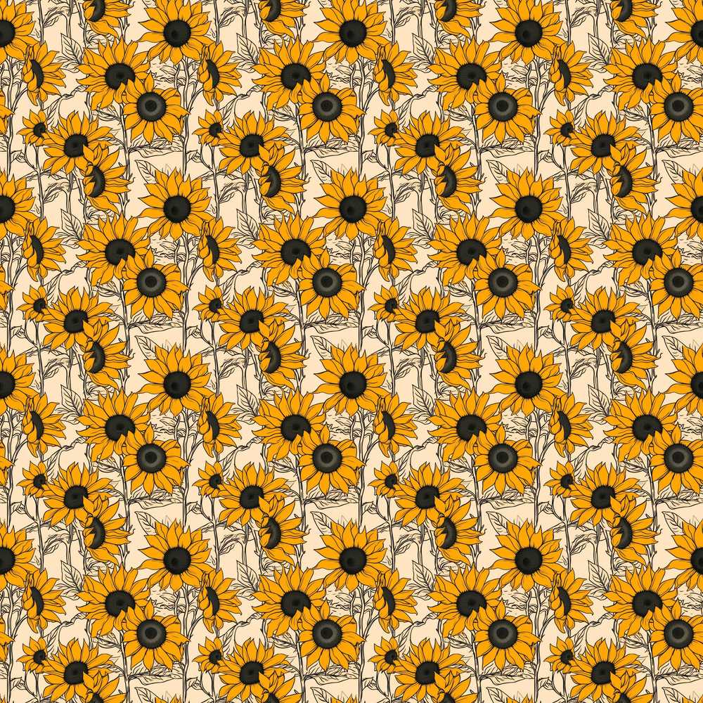 Sunflower Floral Bold Yellow Botanical Garden Wildflower Pattern