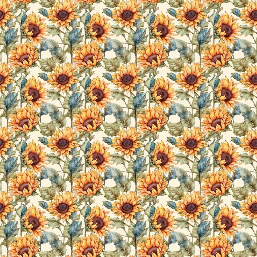 Watercolour Sunflower Floral Soft Botanical Garden Wildflower Pattern