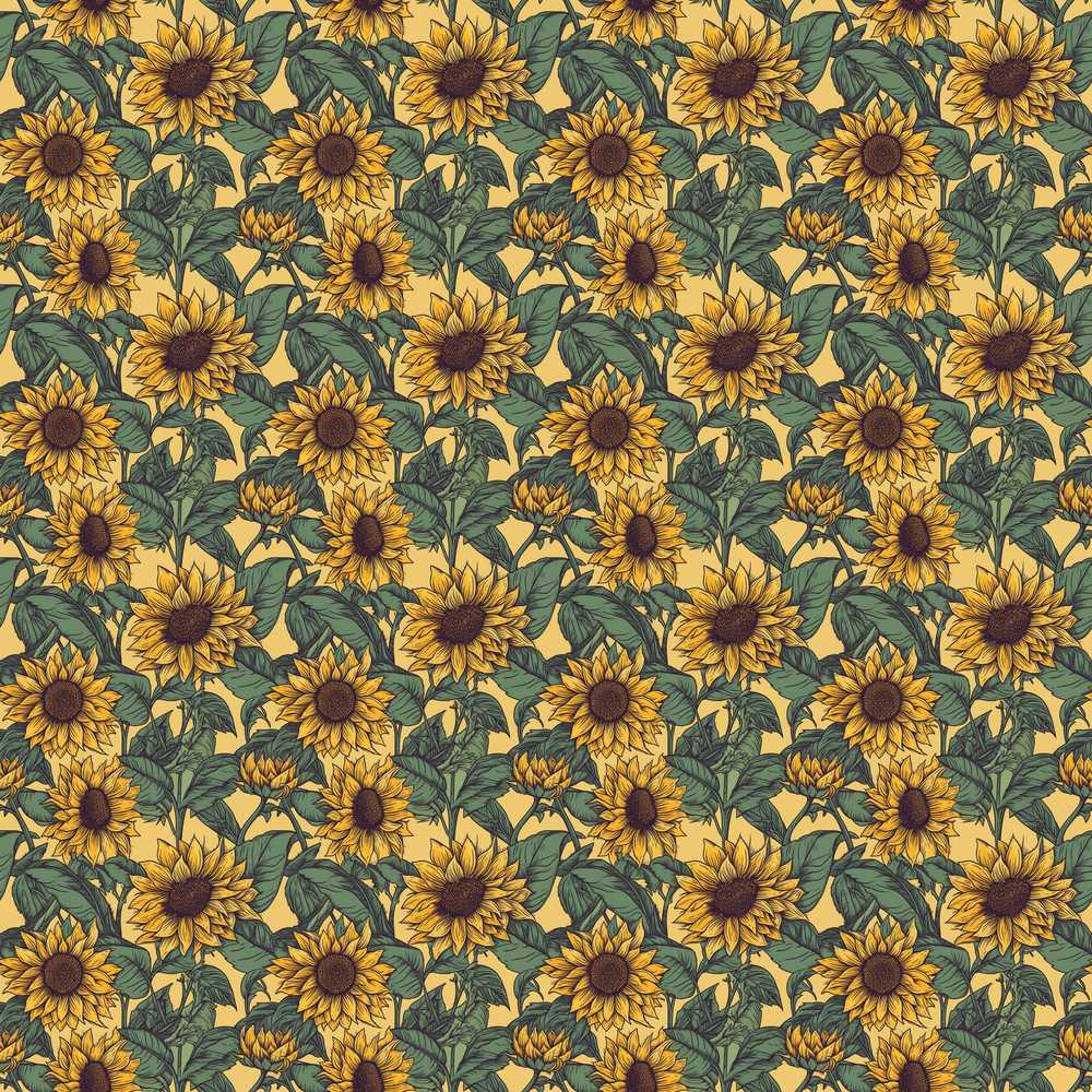 Yellow Sunflower Floral Classic Botanical Garden Wildflower Pattern