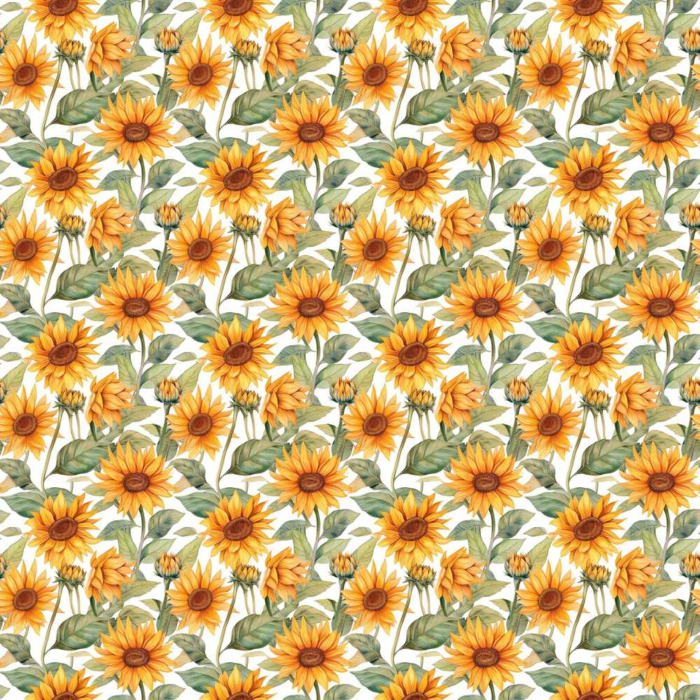 Soft Yellow Sunflower Floral Light Botanical Garden Wildflower Pattern