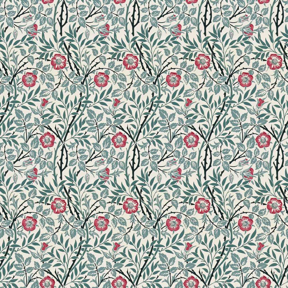Vintage Botanical Floral Vine Pattern with Red Flowers Wildflower