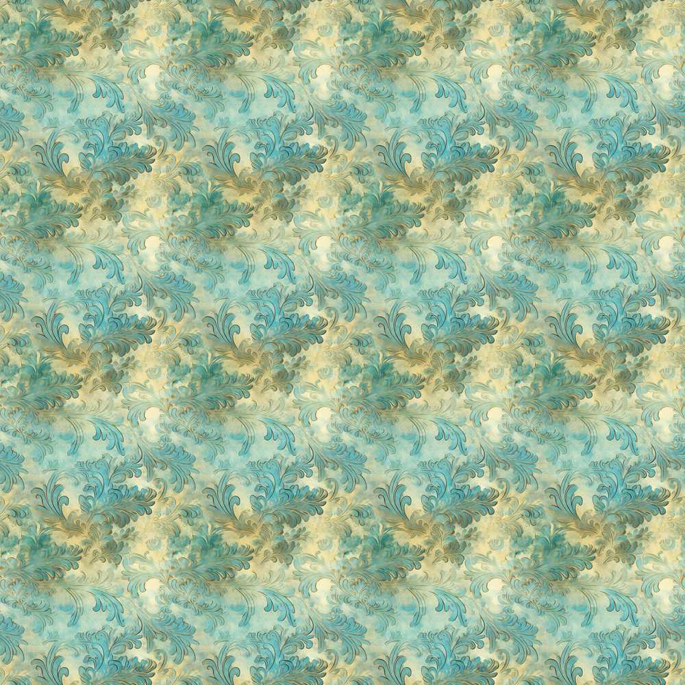Elegant Teal Damask Ornamental Vintage Style Decorative Repeat