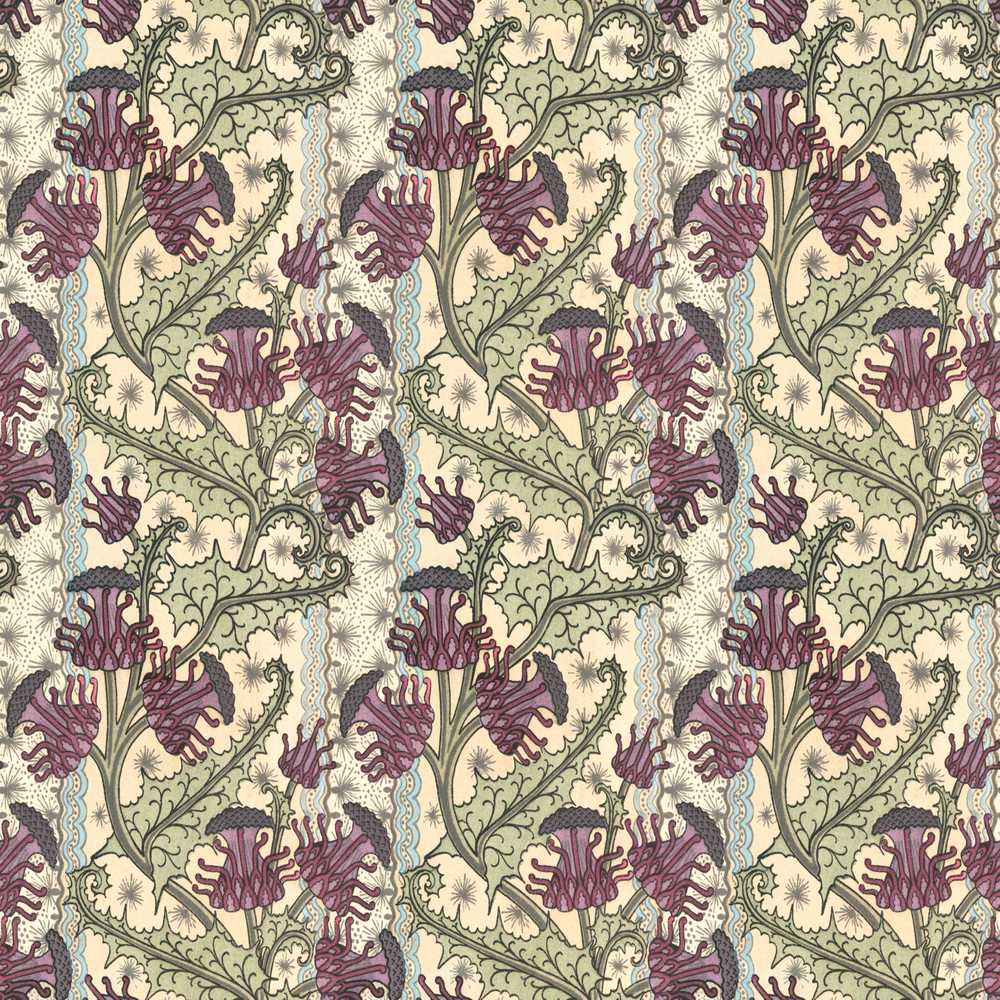 Classic William Morris Style Floral Thistle Pattern Wildflower Botanical