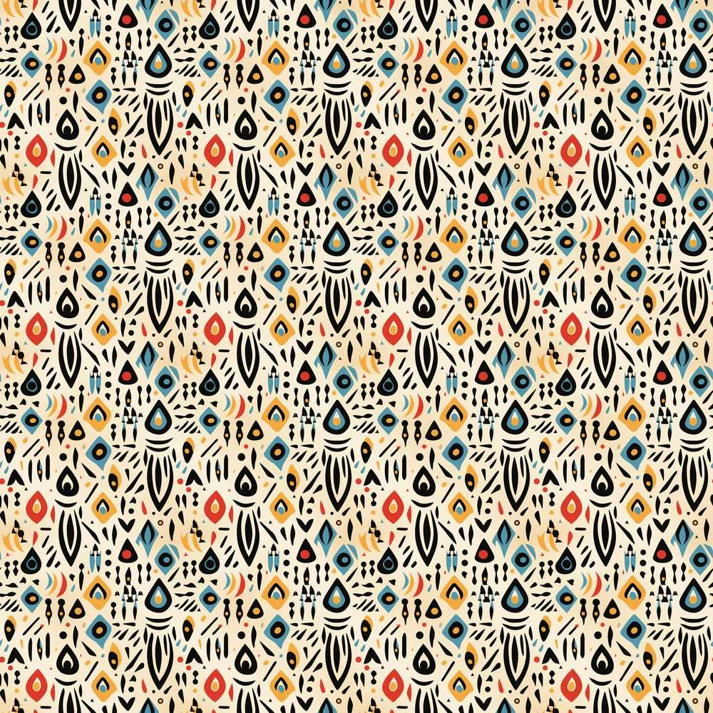 Modern Abstract Tribal Shapes Pattern on Cream Art