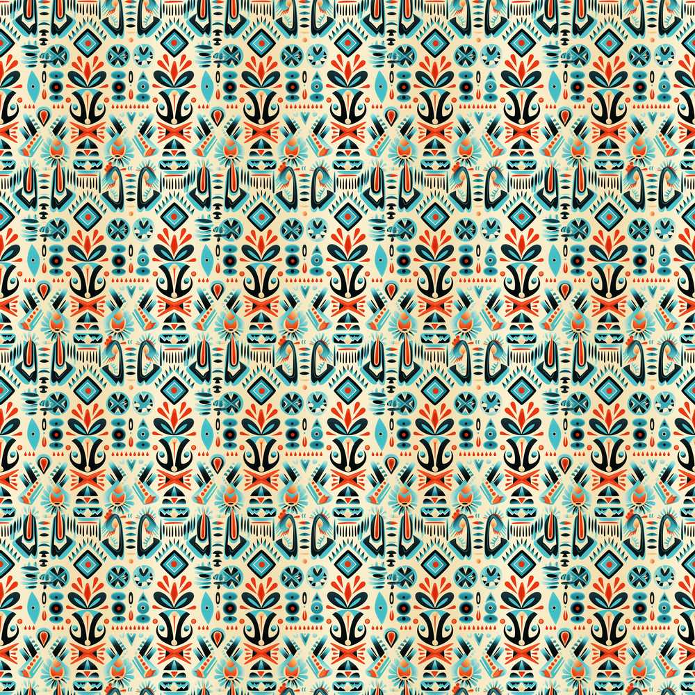 Modern Scandinavian Folk Art Pattern with Floral Shapes Wildflower