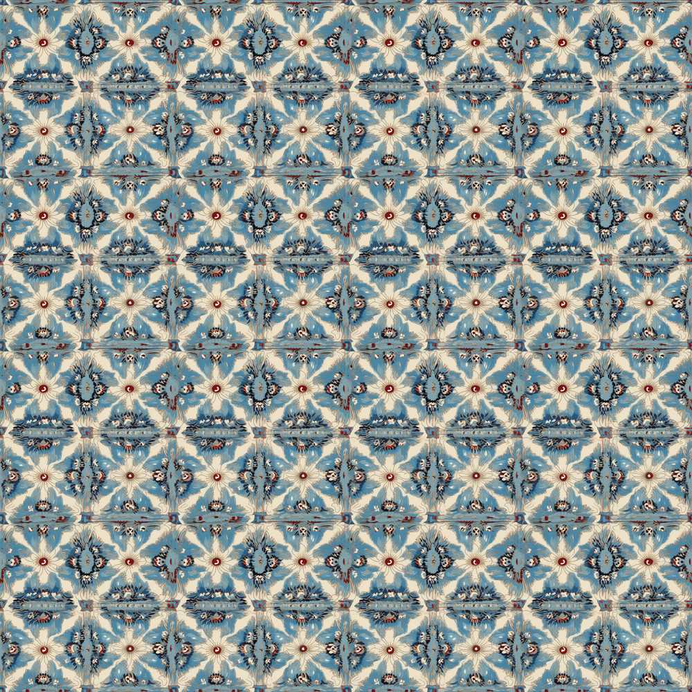 Classic Blue Damask Floral Pattern Elegant Wildflower Botanical
