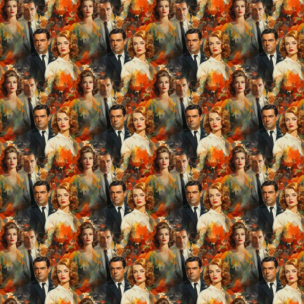 Classic Hollywood Glamour Portraits Artistic Decorative Repeat Pattern