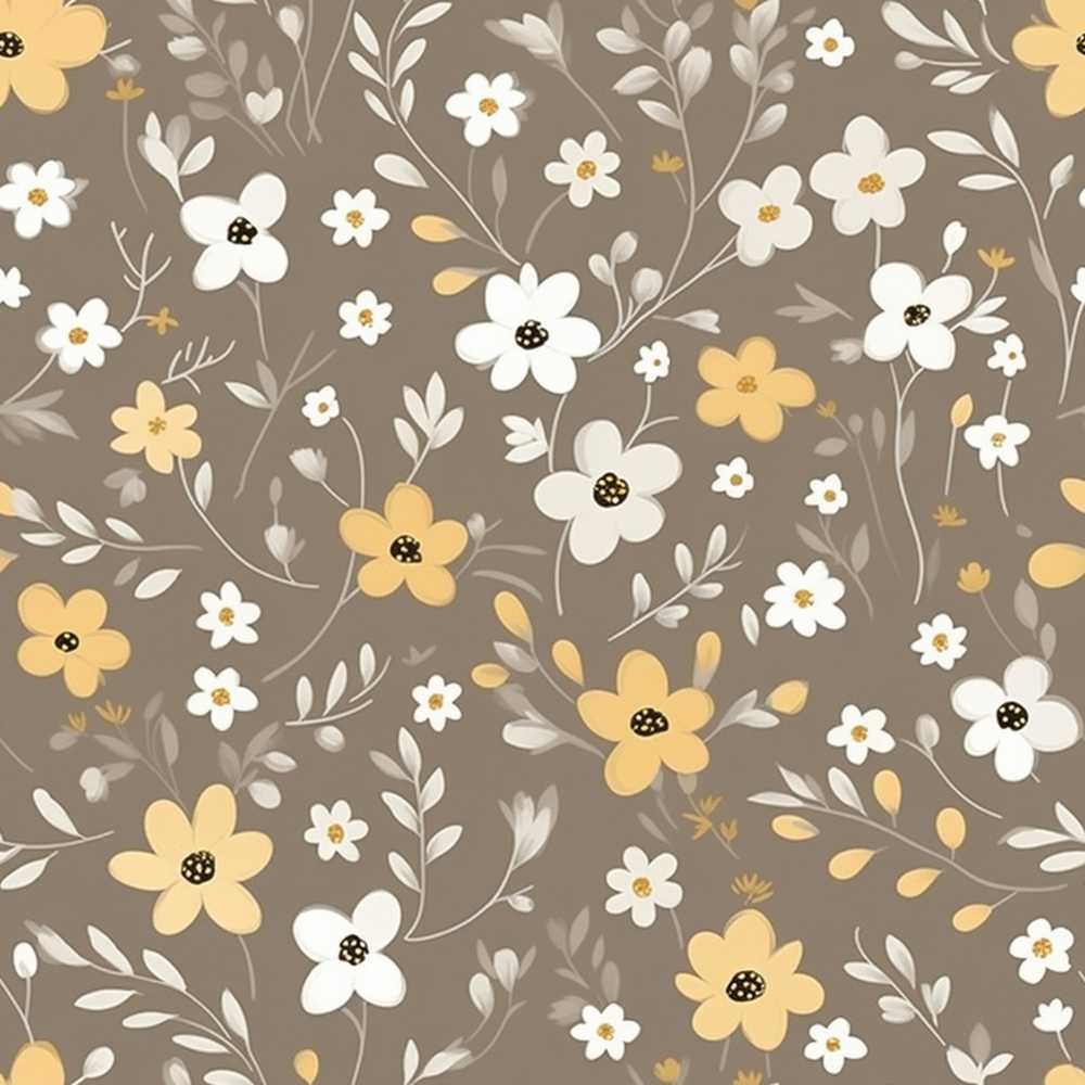 Soft Neutral Floral Botanical Wildflower Pattern Decorative
