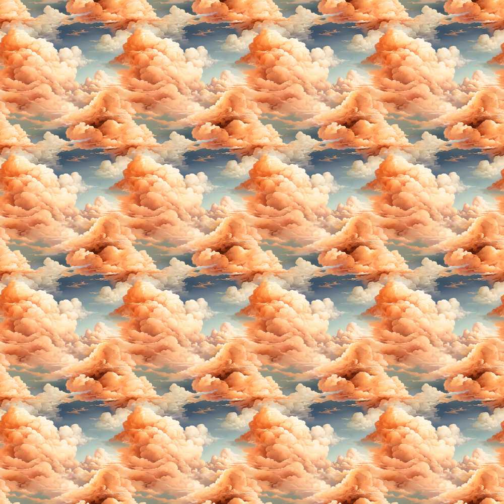 Dreamy Warm Sunset Clouds Sky Decorative Repeat Pattern