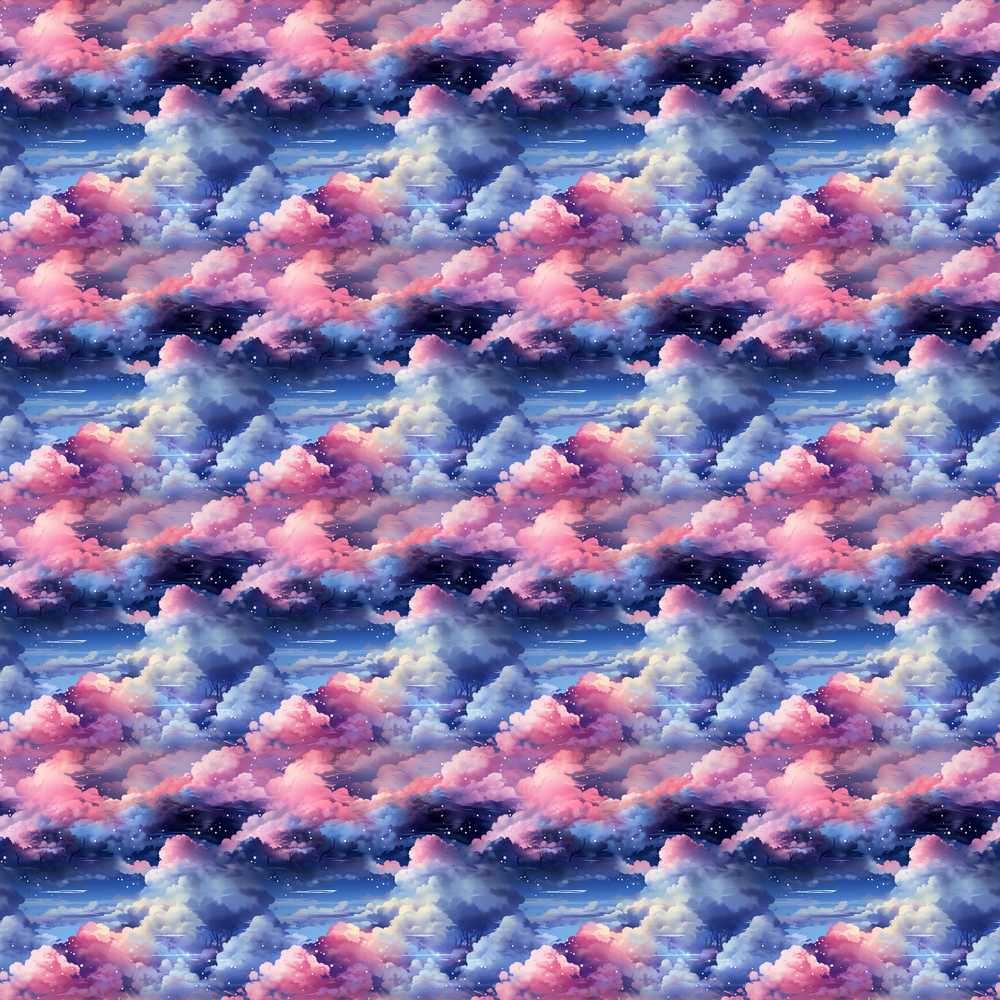 Pink Blue Fantasy Night Clouds Sky Decorative Repeat