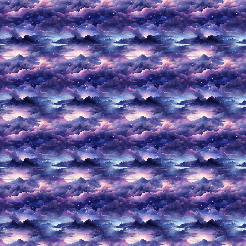 Deep Purple Cosmic Clouds Night Sky Decorative Repeat