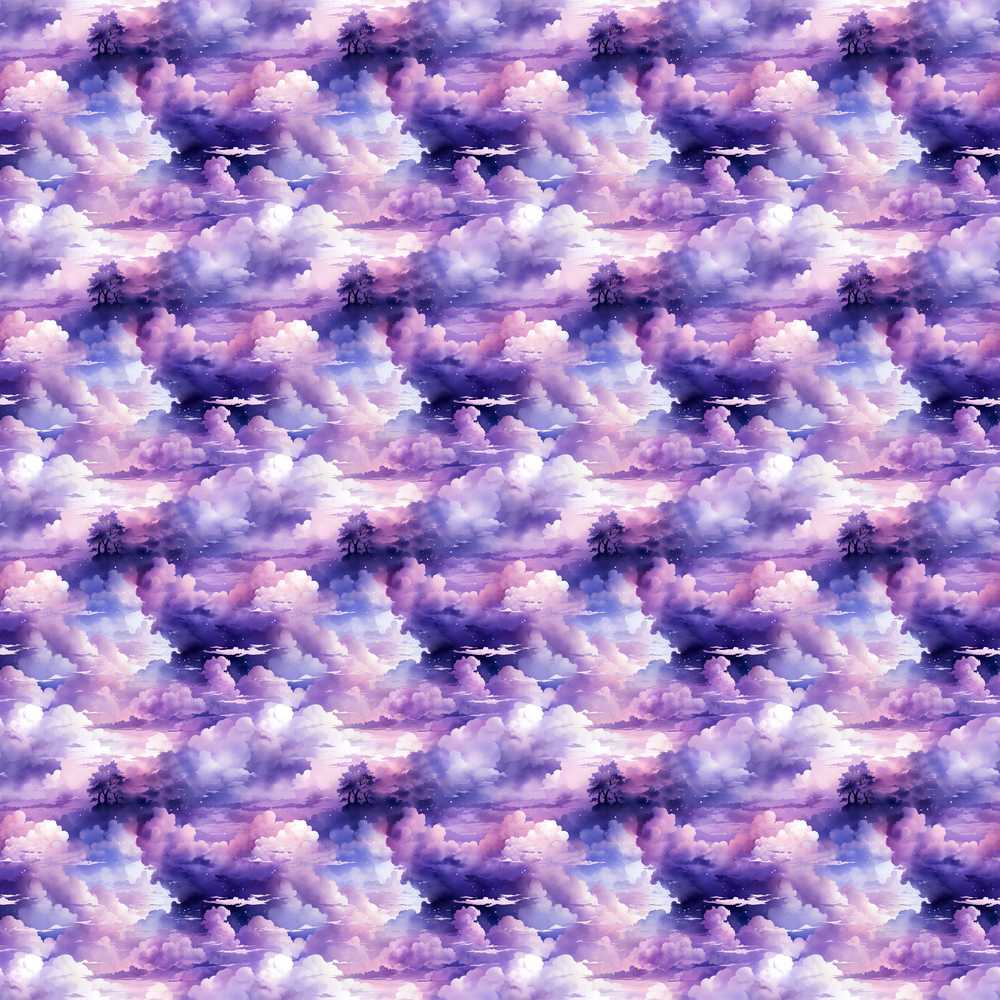 Lavender Dream Clouds Landscape Decorative Repeat Pattern Design