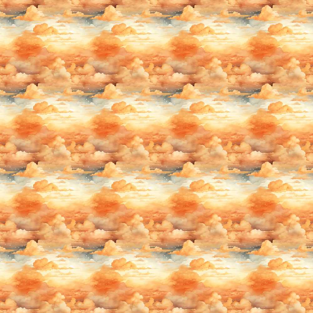 Warm Sunset Orange Clouds Sky Decorative Repeat Pattern