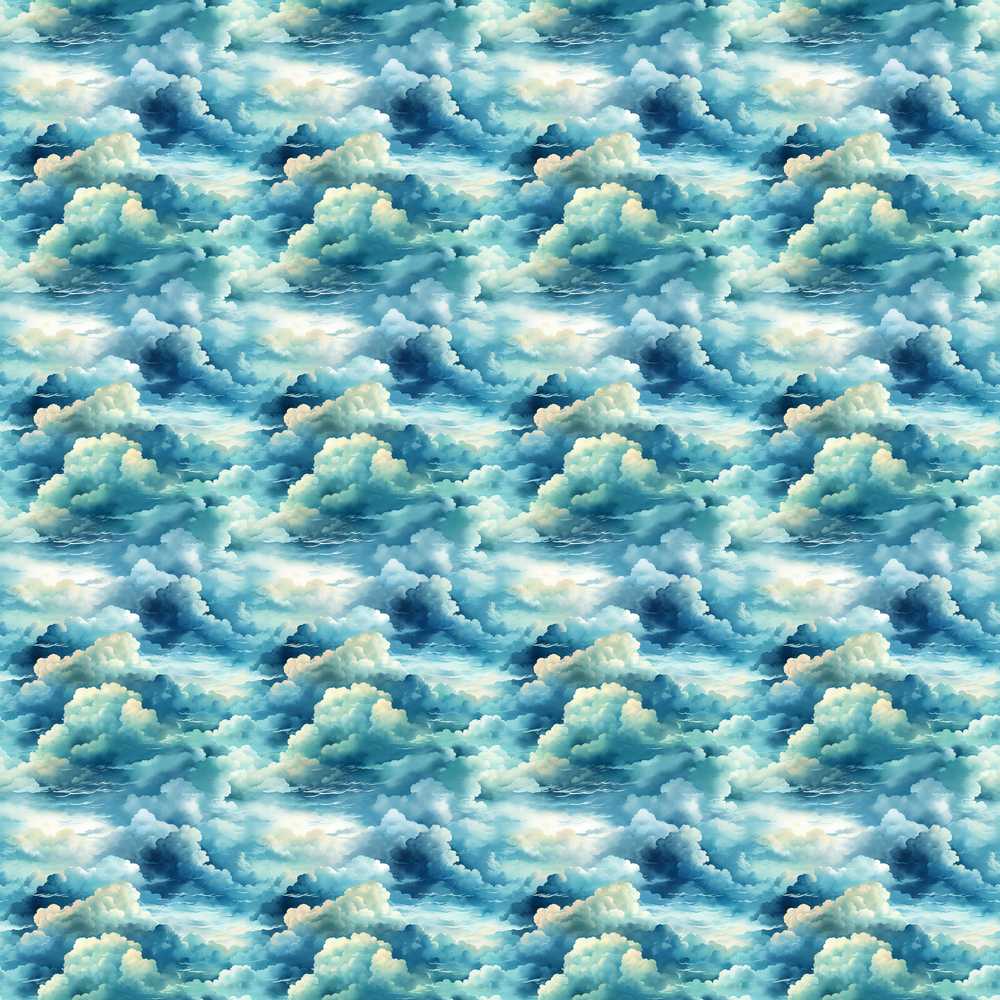 Deep Blue Ocean Clouds Sky Coastal Illustration Pattern