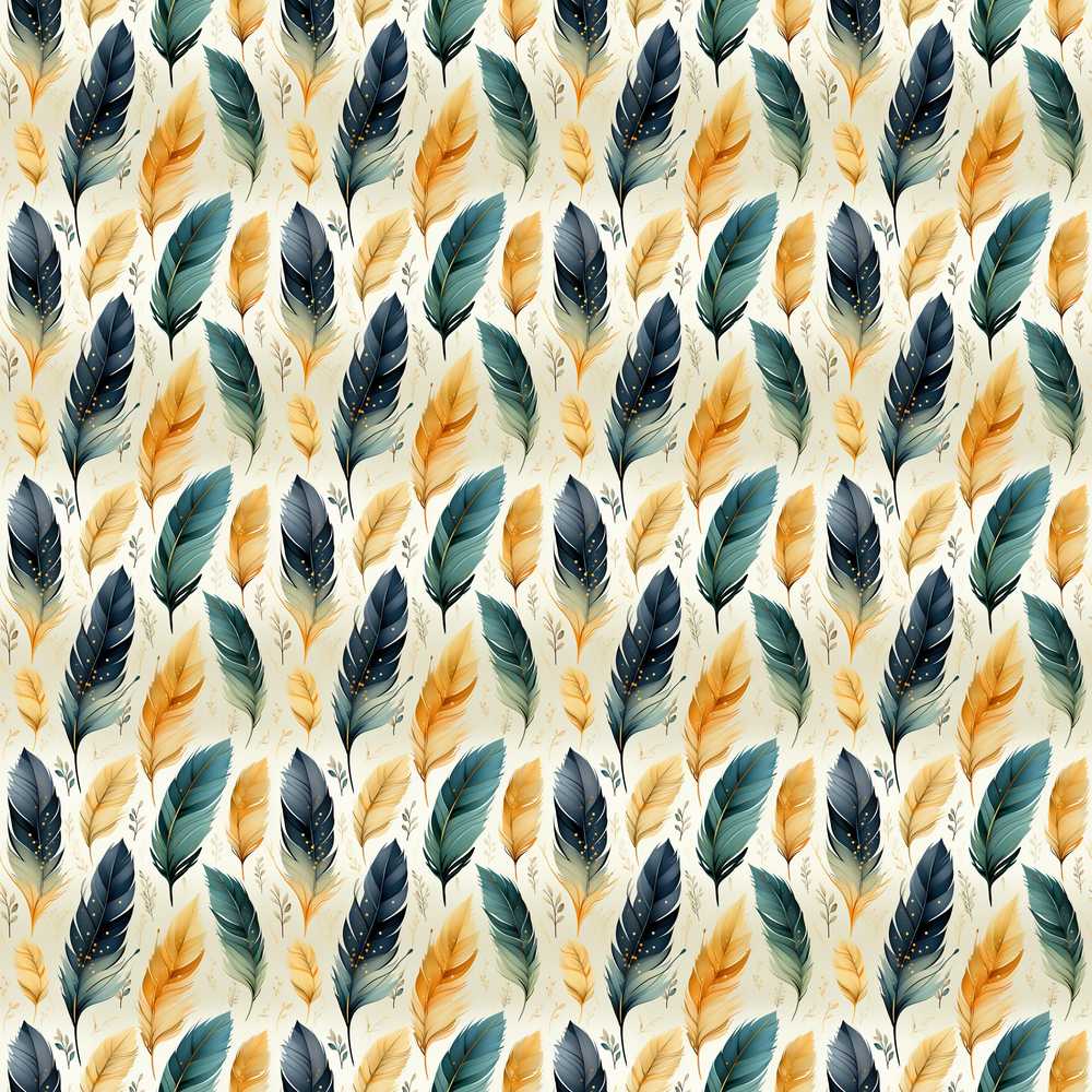 Elegant Feather Leaves Boho Wildflower Pattern Botanical