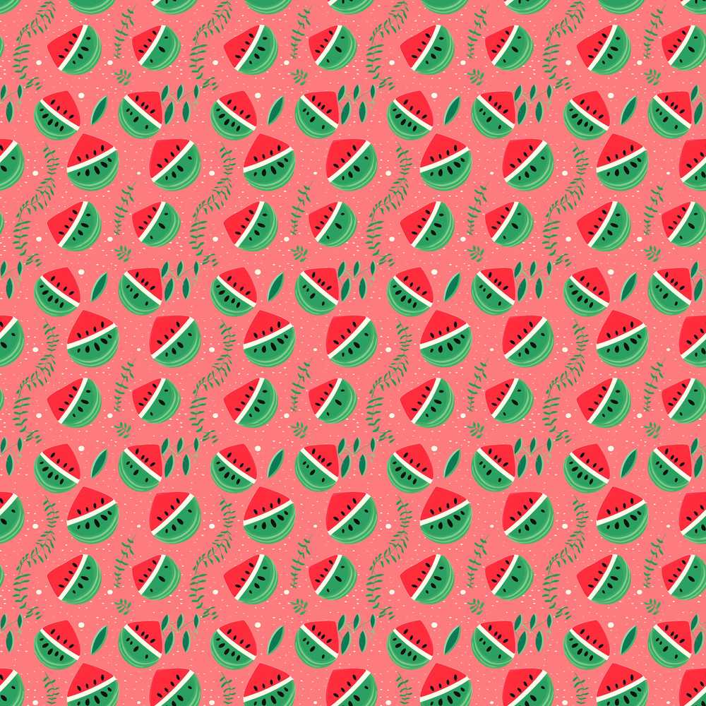 Cute Watermelon Fruit Pink Background Illustration Repeat Pattern