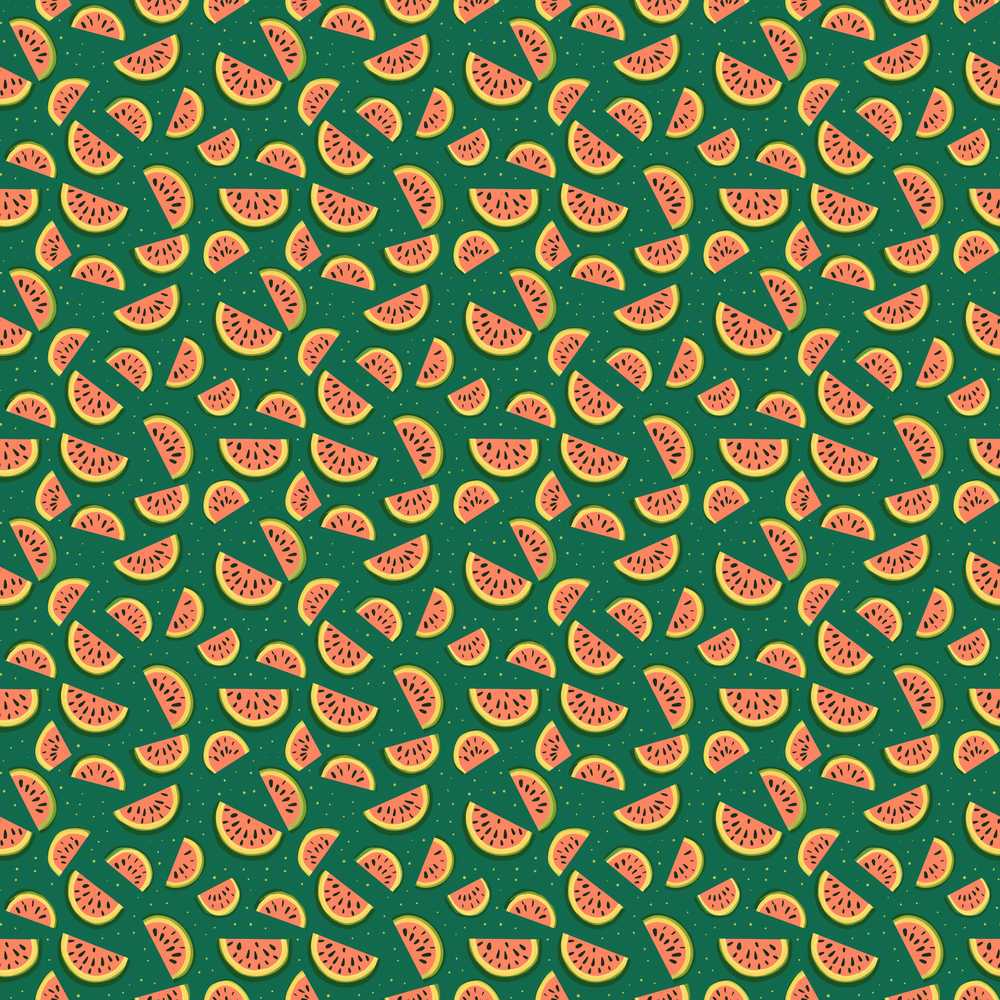 Dark Green Background Watermelon Slice Repeat Decorative Pattern