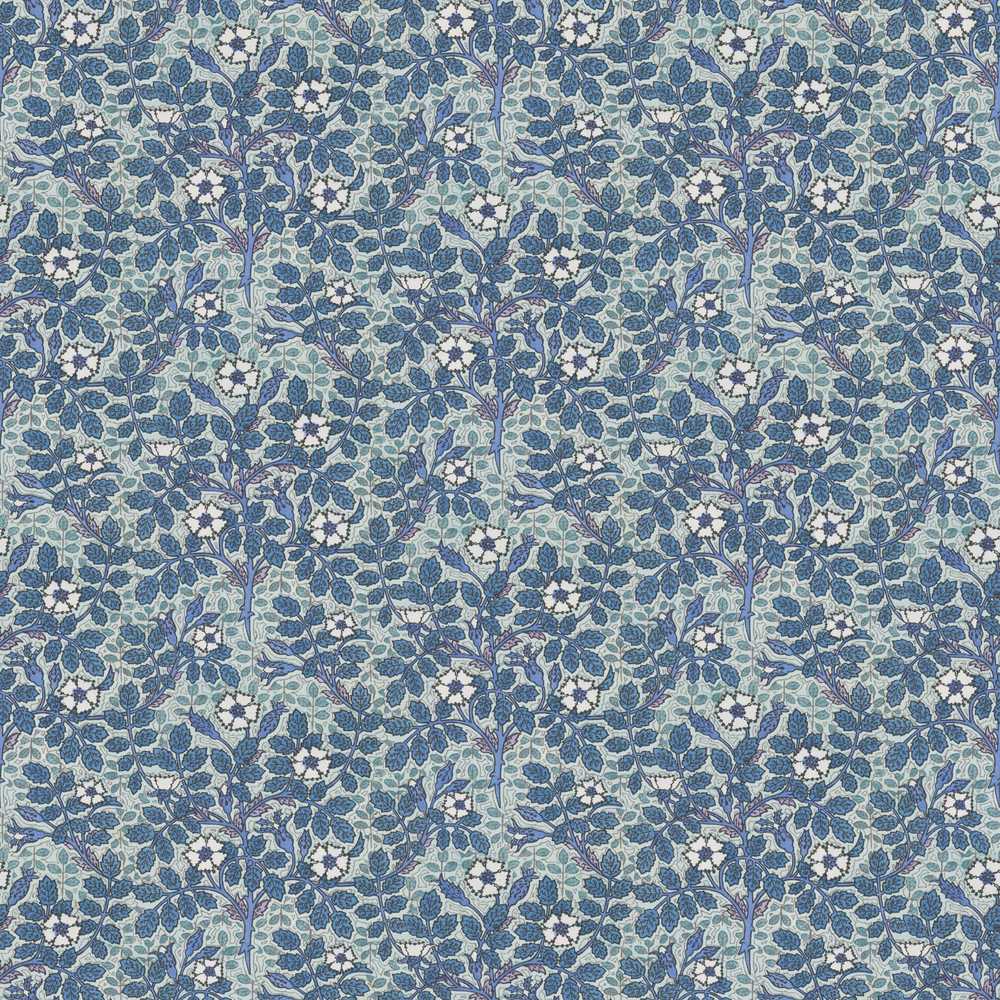 Blue Floral Vine Classic Heritage Wildflower Pattern Botanical